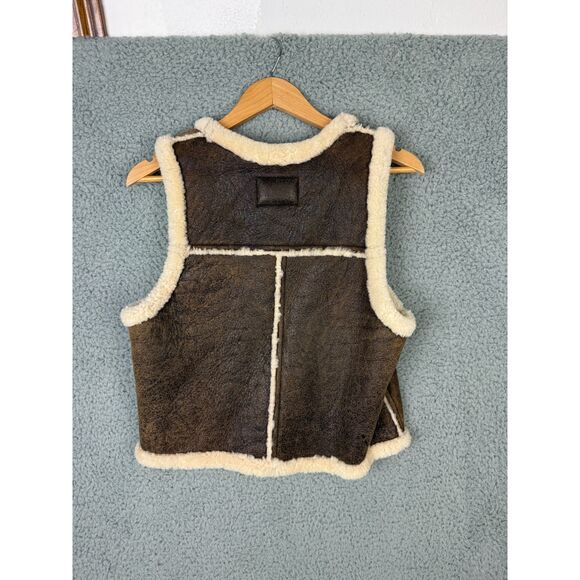 Vintage 1989 Ralph Lauren Shearling Sheepskin Vest Men’s Medium Brown Sherpa USA - Picture 5 of 5